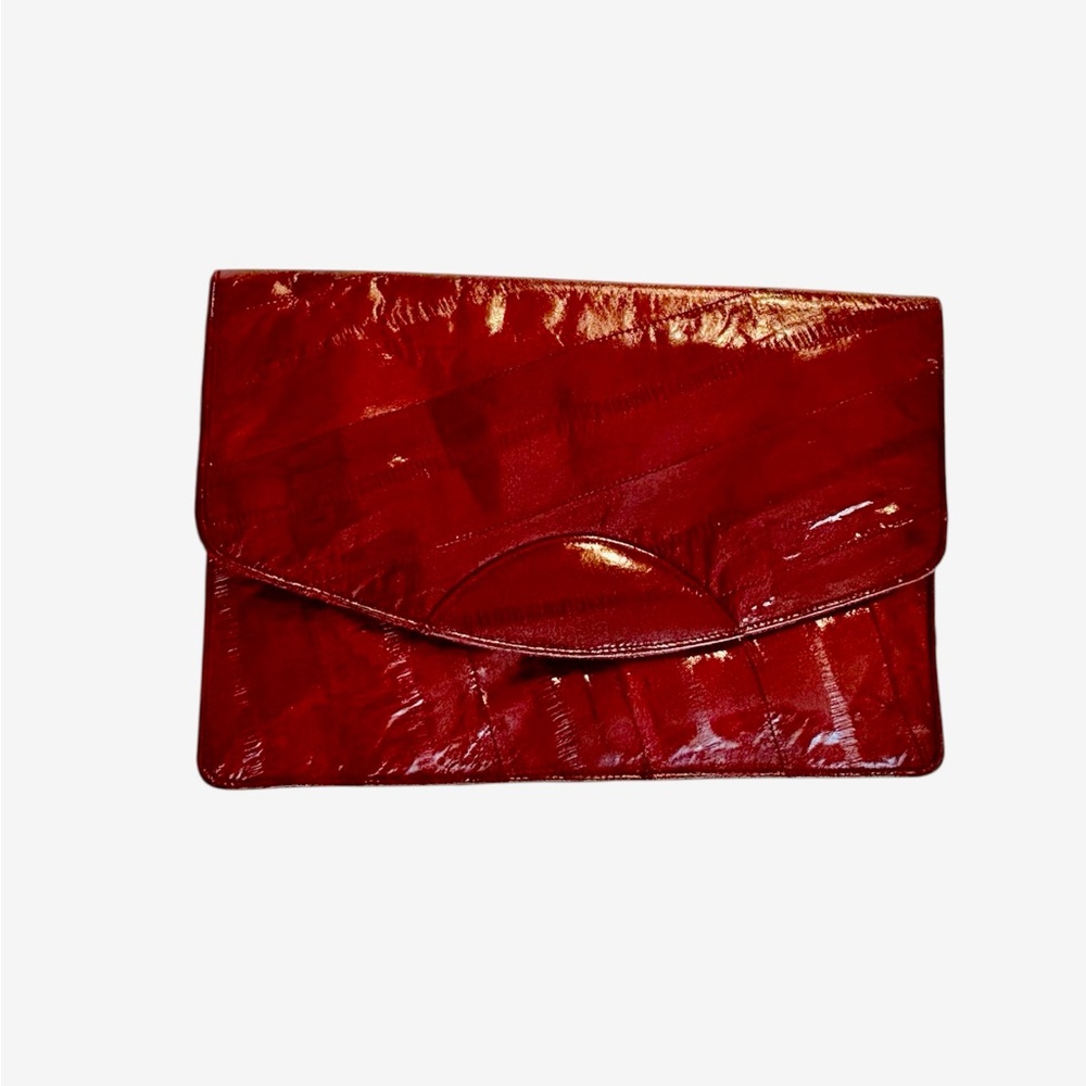 EEL Skin Vintage Clutch by FRANNE Korea Burgundy 8.5” x 6”